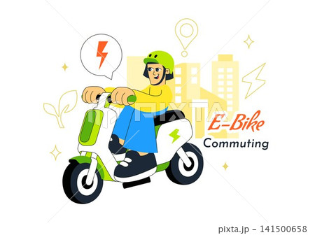 E Bike Commuting Illustration Featuring Electric Bicycle Transportation, Eco Friendly Mobility, Sustainable Urban Travel, and Smart City Lifestyle E Bike Commuting Illustration Featuring Electric Bicycle Transportation, Eco Friendly Mobility, Sustainable Urban Travel, and Smart City Lifestyle 141500658