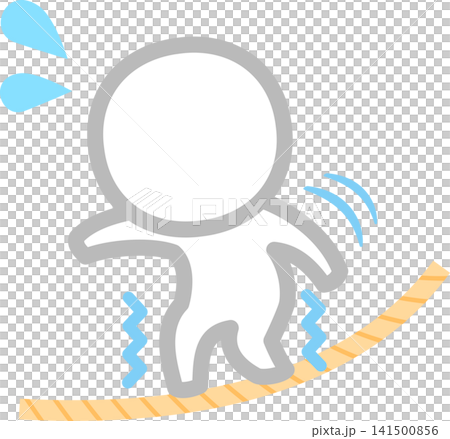 A stylized illustration of a person trembling while walking on a tightrope. A stylized illustration of a person trembling while walking on a tightrope. 141500856