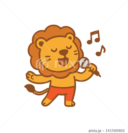 cute lion singing 141500902