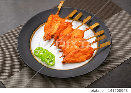 sichuan Spicy Boneless Chicken Skewers Fried Street Food sichuan Spicy Boneless Chicken Skewers Fried Street Food 141500948
