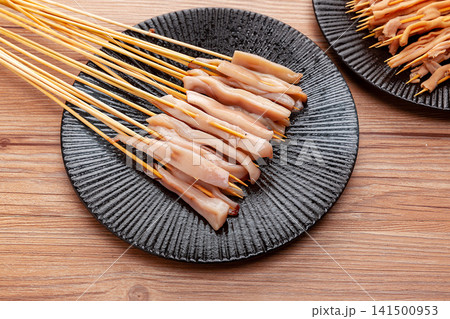 raw Squid Skewers Seafood Ingredient for Asian Cuisine raw Squid Skewers Seafood Ingredient for Asian Cuisine 141500953