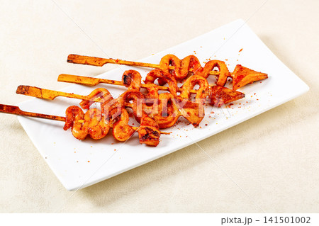 grilled Squid Skewers Spicy Asian Seafood Street Food grilled Squid Skewers Spicy Asian Seafood Street Food 141501002