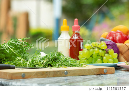 fresh Fruit Salad With Mixed Seasonal Fruits 141501557