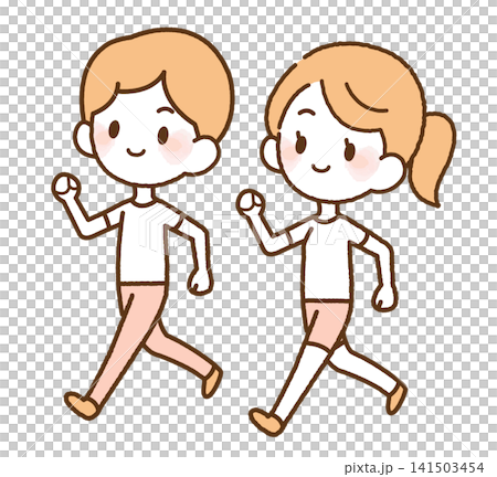 歩く男女のイラスト A 141503454