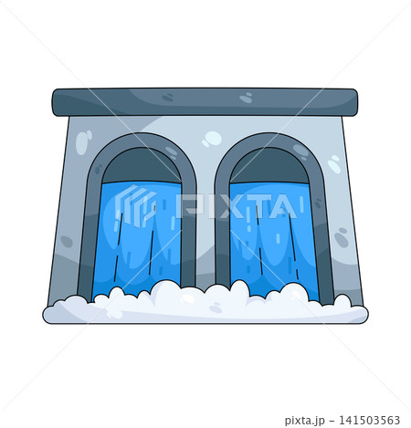 Illustration of dam with water flowing Illustration of dam with water flowing 141503563