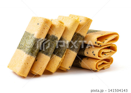 crispy egg roll pastry wrapped with seaweed nori crispy egg roll pastry wrapped with seaweed nori 141504143