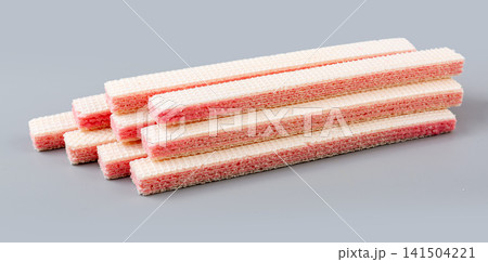 pwafer biscuits, strawberry cheese, layered wafers, pink cream, fruit flavor, crispy texture, rectangular strips, crunchy cookies, sweet pastry, confectionery, afternoon tea, tea snack, dessert pwafer biscuits, strawberry cheese, layered wafers, pink cream, fruit flavor, crispy texture, rectangular strips, crunchy cookies, sweet pastry, confectionery, afternoon tea, tea snack, dessert 141504221