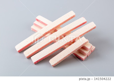 pwafer biscuits, strawberry cheese, layered wafers, pink cream, fruit flavor, crispy texture, rectangular strips, crunchy cookies, sweet pastry, confectionery, afternoon tea, tea snack, dessert pwafer biscuits, strawberry cheese, layered wafers, pink cream, fruit flavor, crispy texture, rectangular strips, crunchy cookies, sweet pastry, confectionery, afternoon tea, tea snack, dessert 141504222