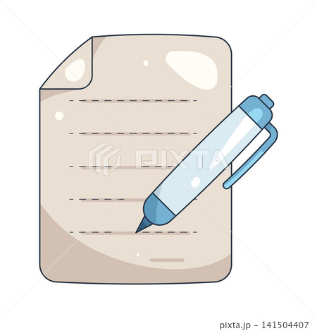 Illustration of document with pen Illustration of document with pen 141504407