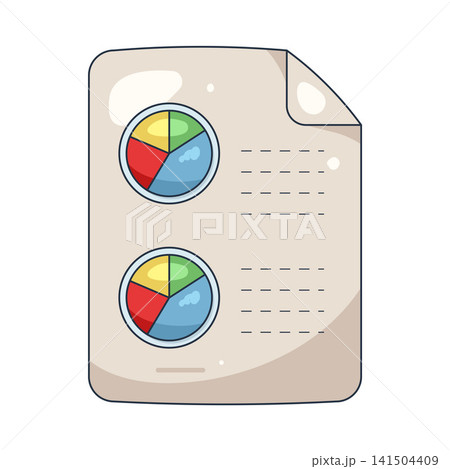 Illustration of document with pie chart Illustration of document with pie chart 141504409