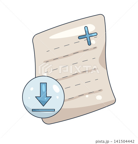 Illustration of document with download arrow Illustration of document with download arrow 141504442