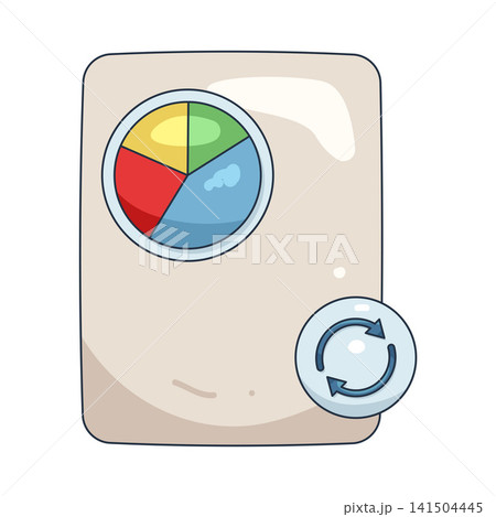 Illustration of document with pie chart and refresh arrows 141504445