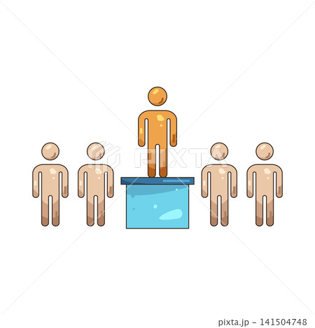 Illustration of leader standing on platform above group 141504748