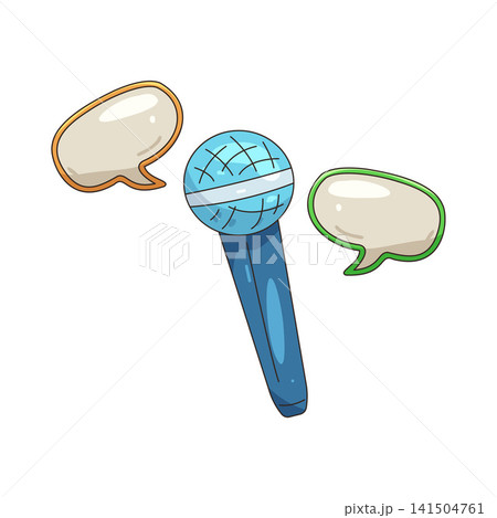 Illustration of microphone with speech bubbles Illustration of microphone with speech bubbles 141504761