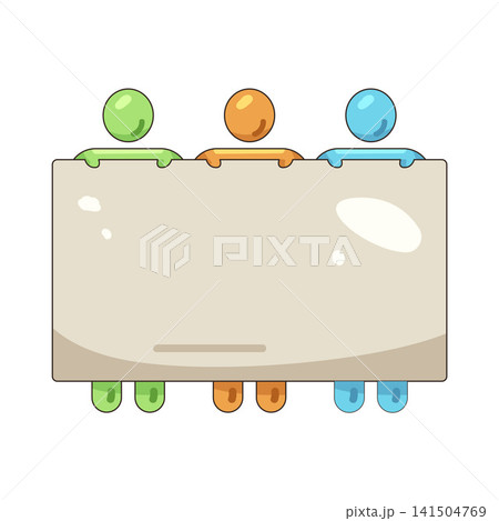 Illustration of three people holding blank sign 141504769