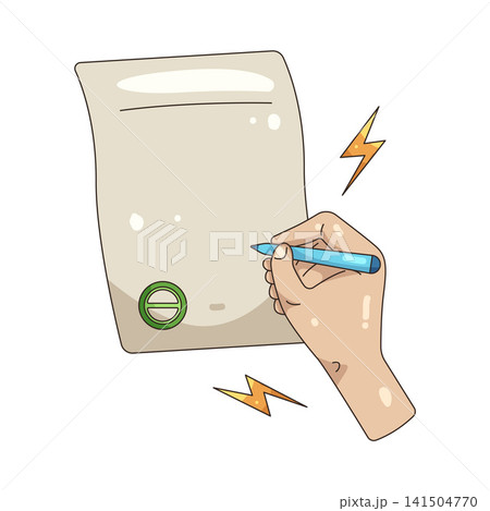 Illustration of hand writing on petition 141504770