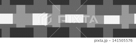Abstract pixelated geometric seamless border pattern with gray and black shapes, suitable for game interface, modern background, banner design, tech layout, and textile print. 141505576