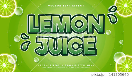 Fresh Lemon juice 3d editable text effect 141505640