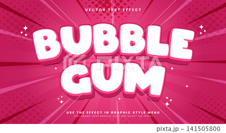 Bubble Gum 3d editable text effect Template 141505800