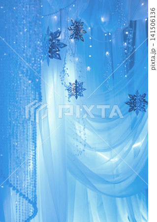 Sparkling Crystal Chandelier and Snowflake Winter Backdrop Sparkling Crystal Chandelier and Snowflake Winter Backdrop 141506136