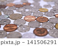 日本円の硬貨の背景素材 141506291