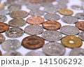 日本円の硬貨の背景素材 141506292