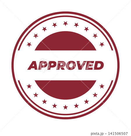 A professional red round approved rubber stamp with stars indicating a validated or confirmed status A professional red round approved rubber stamp with stars indicating a validated or confirmed status 141506507