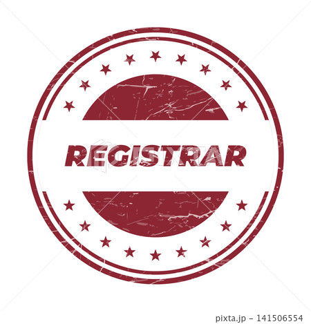 An authentic vintage style red circular stamp featuring the word REGISTRAR perfect for official academic or legal purposes An authentic vintage style red circular stamp featuring the word REGISTRAR perfect for official academic or legal purposes 141506554
