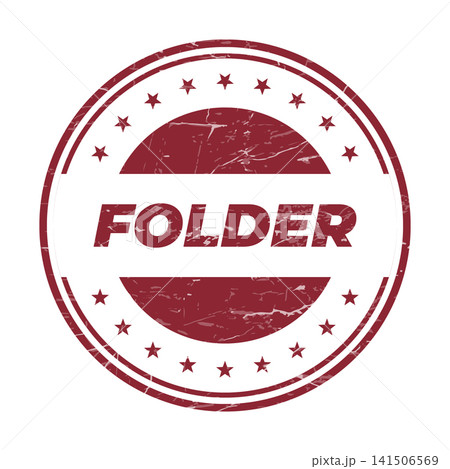 Authentic red grunge folder stamp indicating important document storage and organizational tools for professionals 141506569