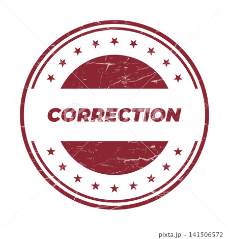 Authentic weathered rubber stamp prominently featuring the word CORRECTION indicating an edit or revised information Authentic weathered rubber stamp prominently featuring the word CORRECTION indicating an edit or revised information 141506572