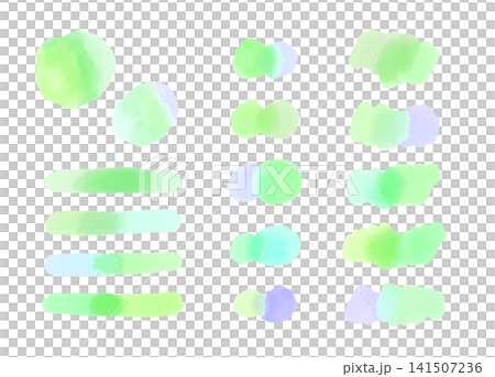 Hand-painted watercolor accents, gradient, green. Hand-painted watercolor accents, gradient, green. 141507236
