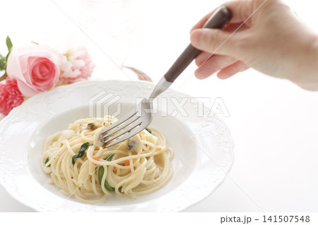 あさりとほうれん草のスパゲティー 141507548