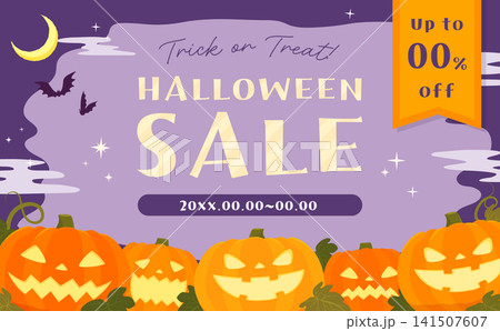 ジャック・オ・ランタンのダークなハロウィンセールテンプレート2_横 141507607