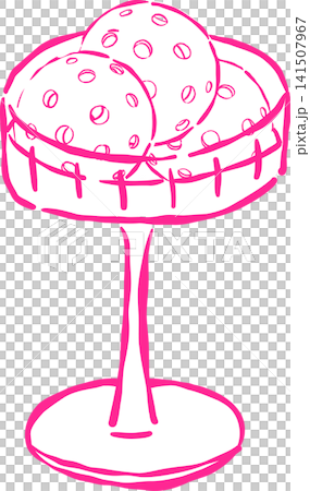Pickleball Balls in Martini Cocktail Glass Outline Hand Drawn, Pickleball Club Decorative 141507967