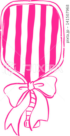 Girly Pickleball Paddle Striped Outline with Ribbon Bow Hand Drawn Whimsical Sketchy Retro Vintage Sport Girly Pickleball Paddle Striped Outline with Ribbon Bow Hand Drawn Whimsical Sketchy Retro Vintage Sport 141507968