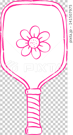 Girly Pickleball Paddle Outline with Flower Hand Drawn Whimsical Sketchy Retro Vintage Sport Girly Pickleball Paddle Outline with Flower Hand Drawn Whimsical Sketchy Retro Vintage Sport 141507975