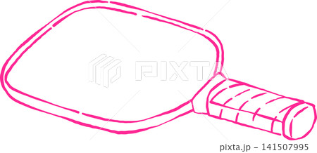 Girly Pickleball Paddle Outline Hand Drawn Whimsical Sketchy Retro Vintage Sport 141507995
