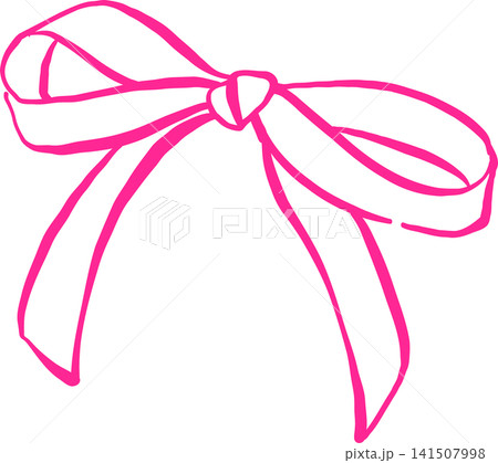 Retro Playful Small Bow Outline Short Ribbon  Hand Drawn Illustration 141507998
