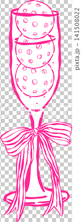 Coquette Pickleball Outline Champagne Glass with Bow Hand Drawn, Pickleball Club Decorative 141508022