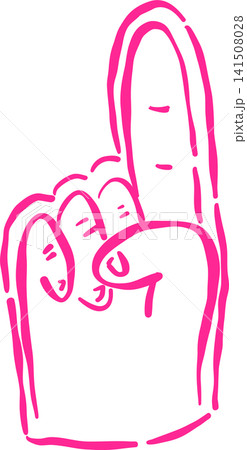 Outline Foam Finger Hand Drawn Whimsical Sketchy Retro Vintage Sport 141508028