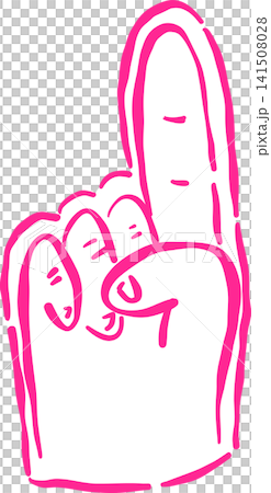 Outline Foam Finger Hand Drawn Whimsical Sketchy Retro Vintage Sport 141508028