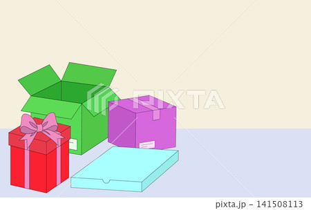 Collection of colorful gift boxes and parcels mockup set for postal delivery presentation Collection of colorful gift boxes and parcels mockup set for postal delivery presentation 141508113