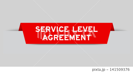 Red color inserted label with word service level agreement on gray background 141509376