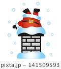 A cute illustration of Santa Claus stuck in a chimney, perfect for New Year's, holiday humor 141509593