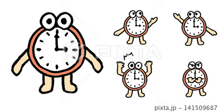 時計のかわいいコミカルなキャラクター素材 時計のかわいいコミカルなキャラクター素材 141509687