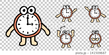 時計のかわいいコミカルなキャラクター素材 時計のかわいいコミカルなキャラクター素材 141509687