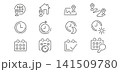 Location planning icons, clocks, maps and calendars, thin line icon illustrations set 141509780