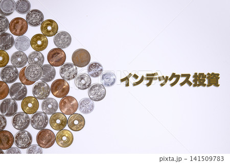 インデックス投資のテキストと日本円の硬貨 インデックス投資のテキストと日本円の硬貨 141509783