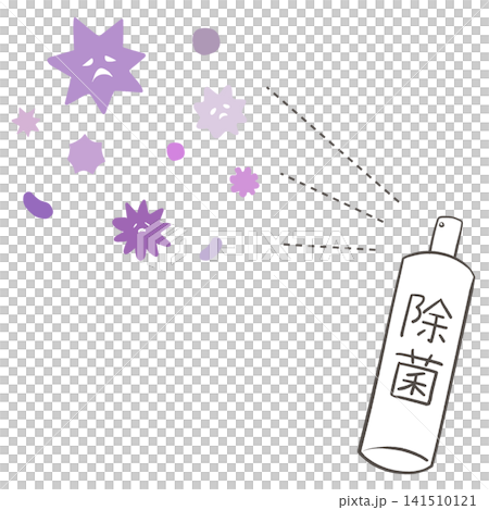 ばい菌に除菌スプレーをかけるイラスト ばい菌に除菌スプレーをかけるイラスト 141510121