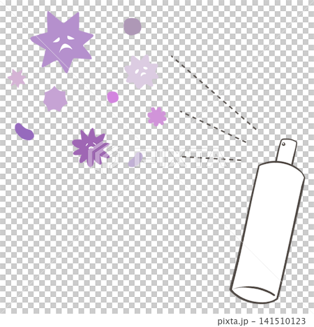 Illustration of spraying germs with disinfectant spray. 141510123
